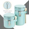 Hds Trading 4 Piece Ceramic Canister Set with Wooden Spoons, Turquoise ZOR95955